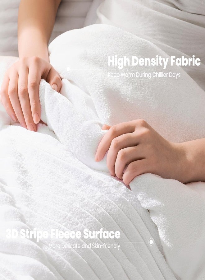 Quataly Marshmallow Queen Fleece Comforter Set White Faux Fur Fluffy Comforter Set Luxury Bedding Set Soft Plush Fuzzy Warm Bed Set All Season 3 Pieces (1 Shaggy Comforter, 2 Pillowcases) - Image 3