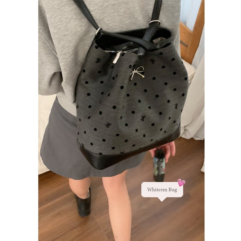 Korean Style Academy Style Casual Large Capacity Women'S Bag Dot Printed Bucket Bag Fashionable Backpack - Image 2