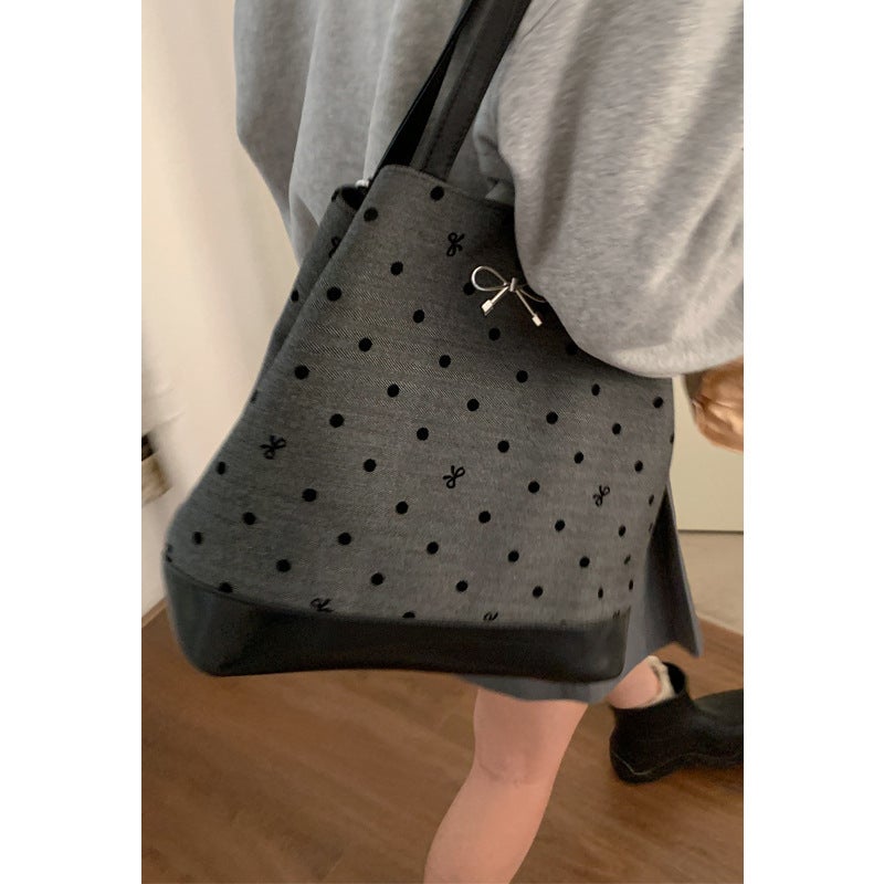 Korean Style Academy Style Casual Large Capacity Women'S Bag Dot Printed Bucket Bag Fashionable Backpack - Image 1