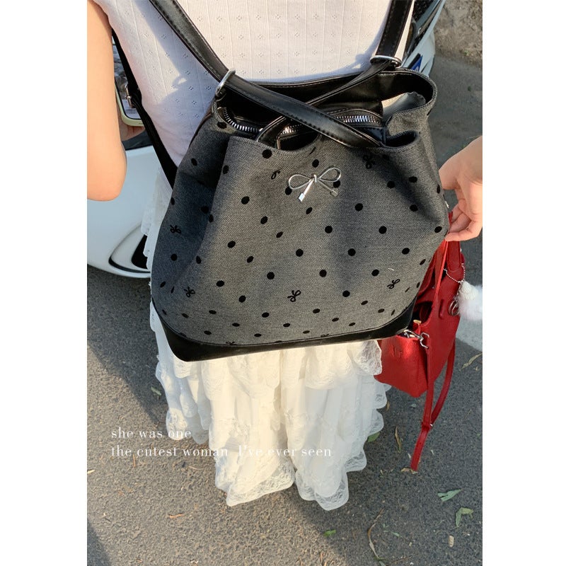 Korean Style Academy Style Casual Large Capacity Women'S Bag Dot Printed Bucket Bag Fashionable Backpack - Image 4
