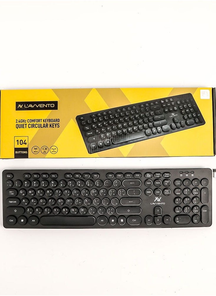 L'AVVENTO (KB206) 2.4G Wireless Keyboard – US+Arabic layout Injection – Black-KB206