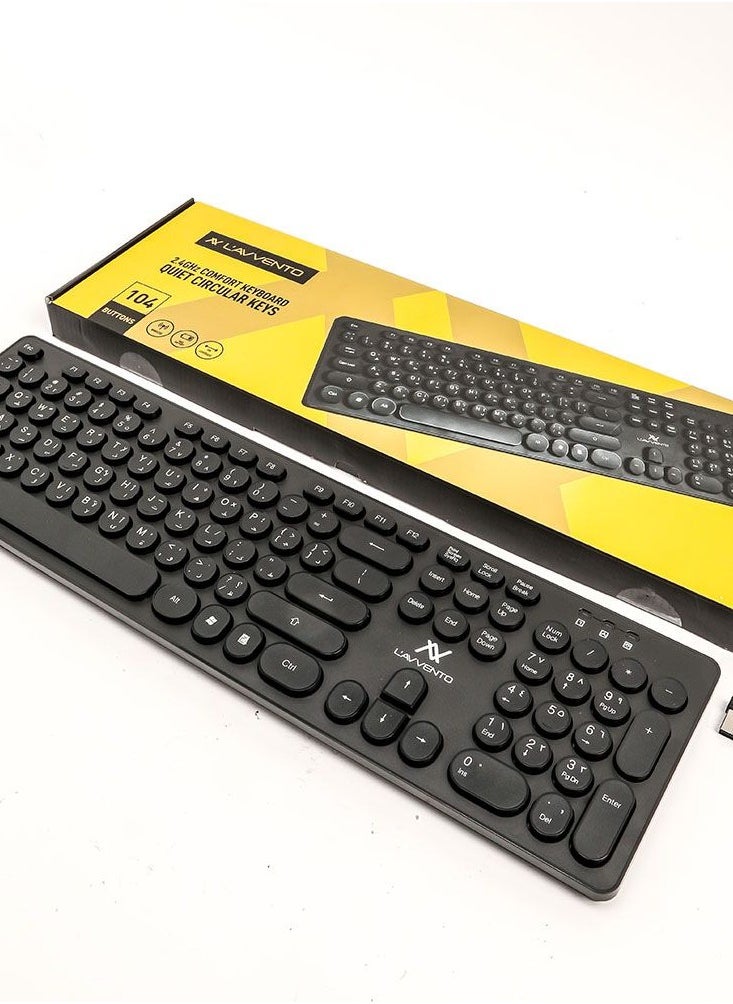 L'AVVENTO (KB206) 2.4G Wireless Keyboard – US+Arabic layout Injection – Black-KB206