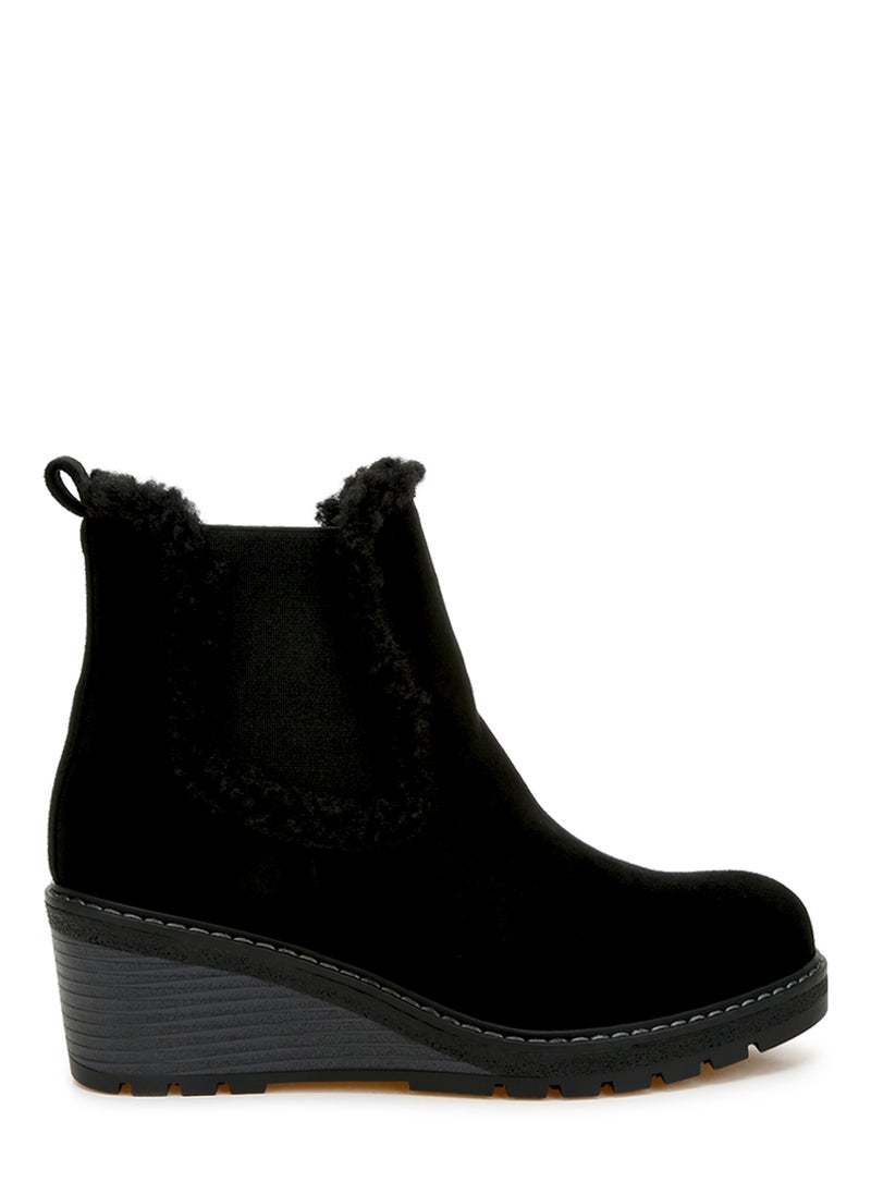 London Rag Faux Fur Lined Chelsea Boots in Black  - Image 1
