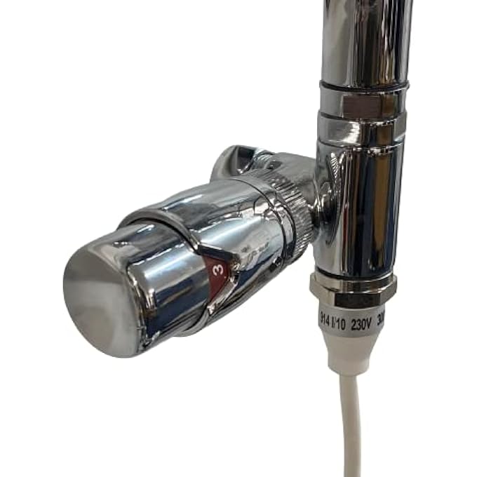 LINCOLN DUAL FUAL THERMOSTATIC TRV TOWEL RAIL VALVE WITH LOCKSHIELD ELECTRIC AND CENTRAL HEATING VALVE - Image 3