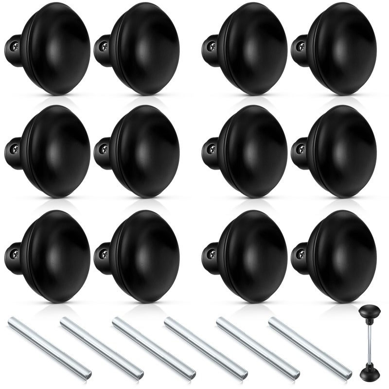 Saillong 6 Sets Vintage Style Door Knob Set with Spindle Old Style Door Knob Replacement with Electroplate Design 22inch Outside Diameter for Interior DoorsMatte Black - Image 2