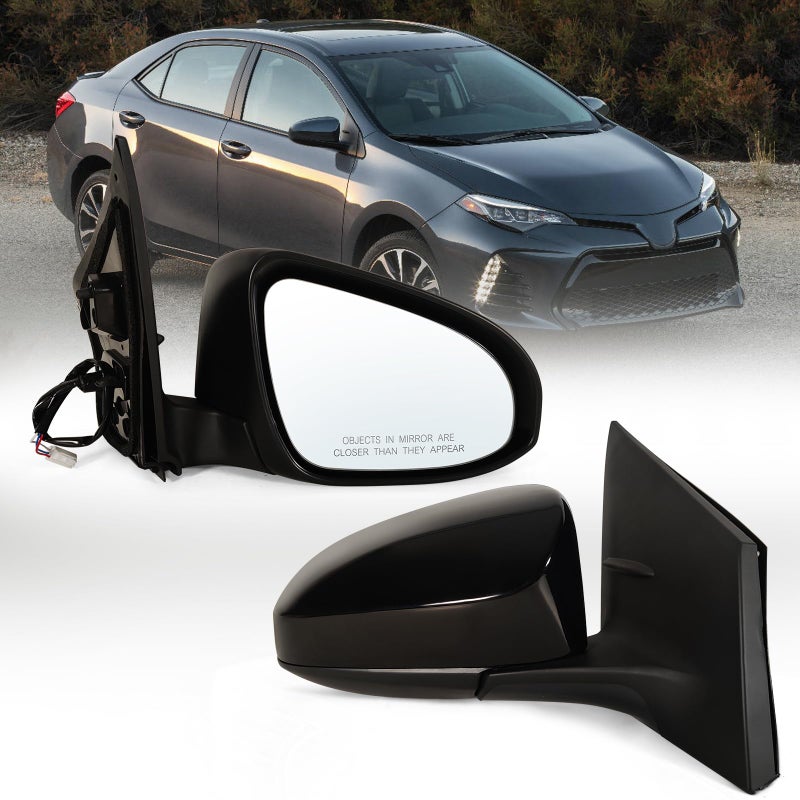 Lqito Right Passenger side Mirror Fits 20142018 Toyota Corolla SedanHatchback with Power Glass without Heated without Turn signals without Blind Spot Match Black Replace 8791002F813Pins