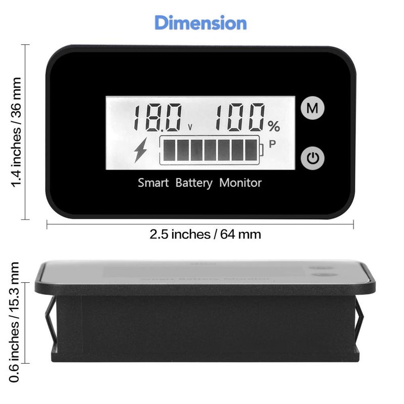 Waterproof Digital Battery Capacitance Tester 7-100V Voltage and Power Display Li-ion Lead Acid Battery Electric Car Motorcycle Battery Monitor Colour Screen (Temperature + Alarm) IPX7 Waterproof - Image 5