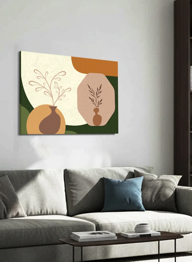 لوحة لوحة كانفاس على إطار خشبي بتصميم تجريدي لمزهريات