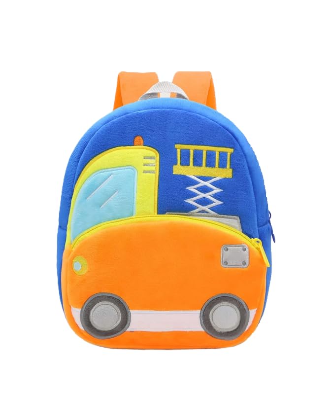 Blue Tree School Bag for Cute Kids for (1-6 Years), Preschool Soft Plush Life Truck Bag for Toddlers, Mini Cartoon Backpack for Boys and Girls - Image 1