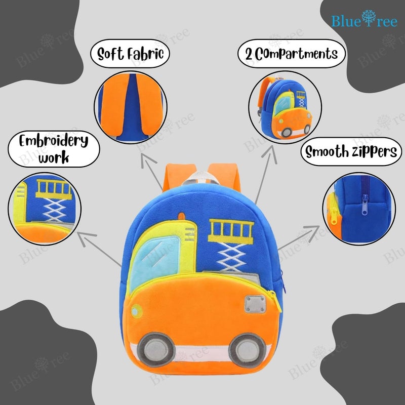 Blue Tree School Bag for Cute Kids for (1-6 Years), Preschool Soft Plush Life Truck Bag for Toddlers, Mini Cartoon Backpack for Boys and Girls - Image 4