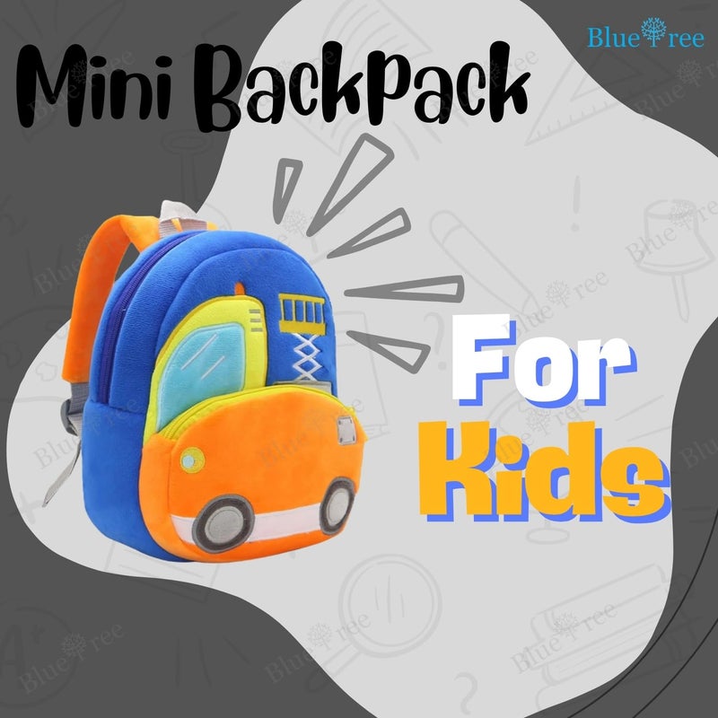 Blue Tree School Bag for Cute Kids for (1-6 Years), Preschool Soft Plush Life Truck Bag for Toddlers, Mini Cartoon Backpack for Boys and Girls - Image 2