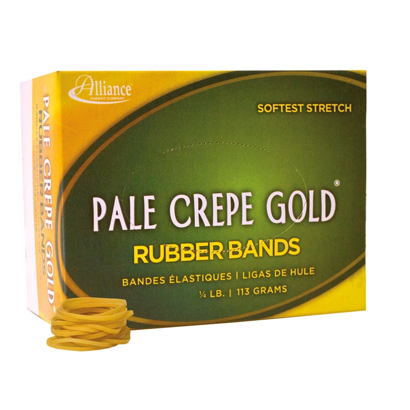 Alliance Rubber 20129 Pale Crepe Gold Rubber Bands Size #12, 1/4 lb Box Contains Approx. 962 Bands (1 3/4" x 1/16", Golden Crepe) - Image 2