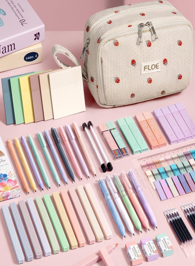 FLOE 62PCS Aesthetic School Supplies, Cute Back to School Supplies College Essentials Preppy Stationary Set with Large Pencil Pouch Case, Pastel Highlighters Gel Pens Mechanical Pencils for Student Girls - Image 3