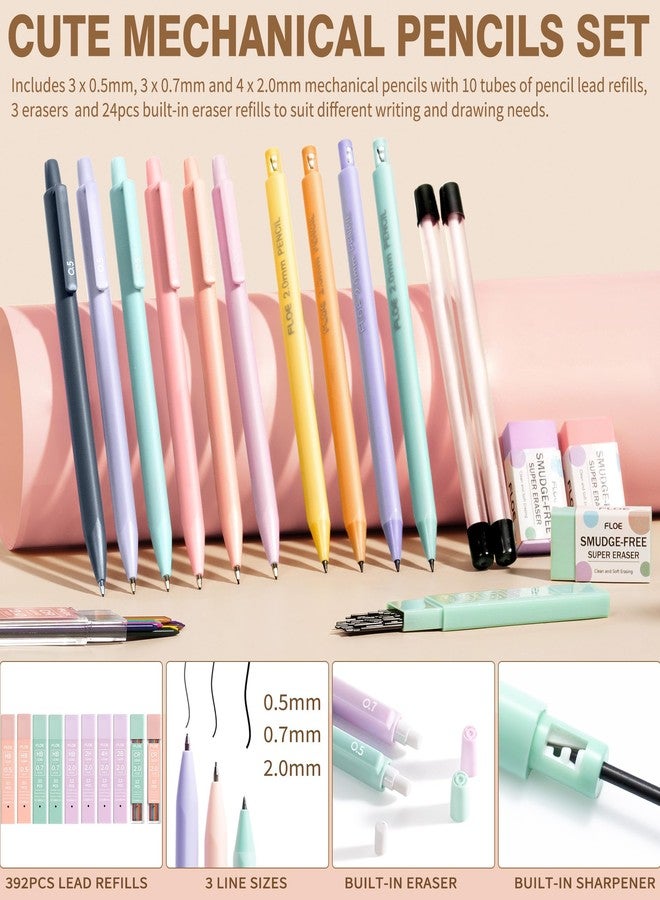 FLOE 62PCS Aesthetic School Supplies, Cute Back to School Supplies College Essentials Preppy Stationary Set with Large Pencil Pouch Case, Pastel Highlighters Gel Pens Mechanical Pencils for Student Girls - Image 5