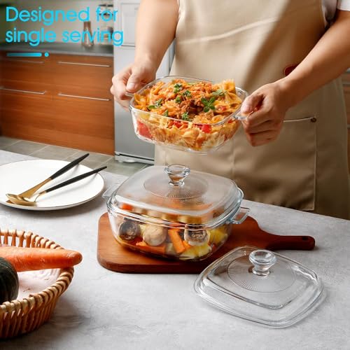 BLISS START 1 Litre Glass Serving Bowl with Lid | Oven Microwave Safe Casserole | Mixing Pottery for Snacks Cake Cereal Rice Sambar | Vessel for Curry Kitchen Server Ware | (1000 ml)| Pack of 1. - Image 5