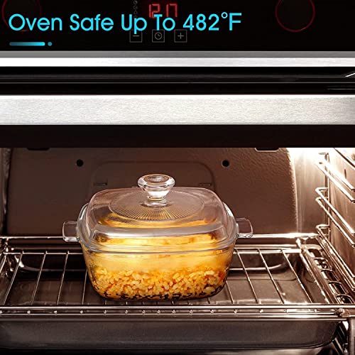 BLISS START 1 Litre Glass Serving Bowl with Lid | Oven Microwave Safe Casserole | Mixing Pottery for Snacks Cake Cereal Rice Sambar | Vessel for Curry Kitchen Server Ware | (1000 ml)| Pack of 1. - Image 3