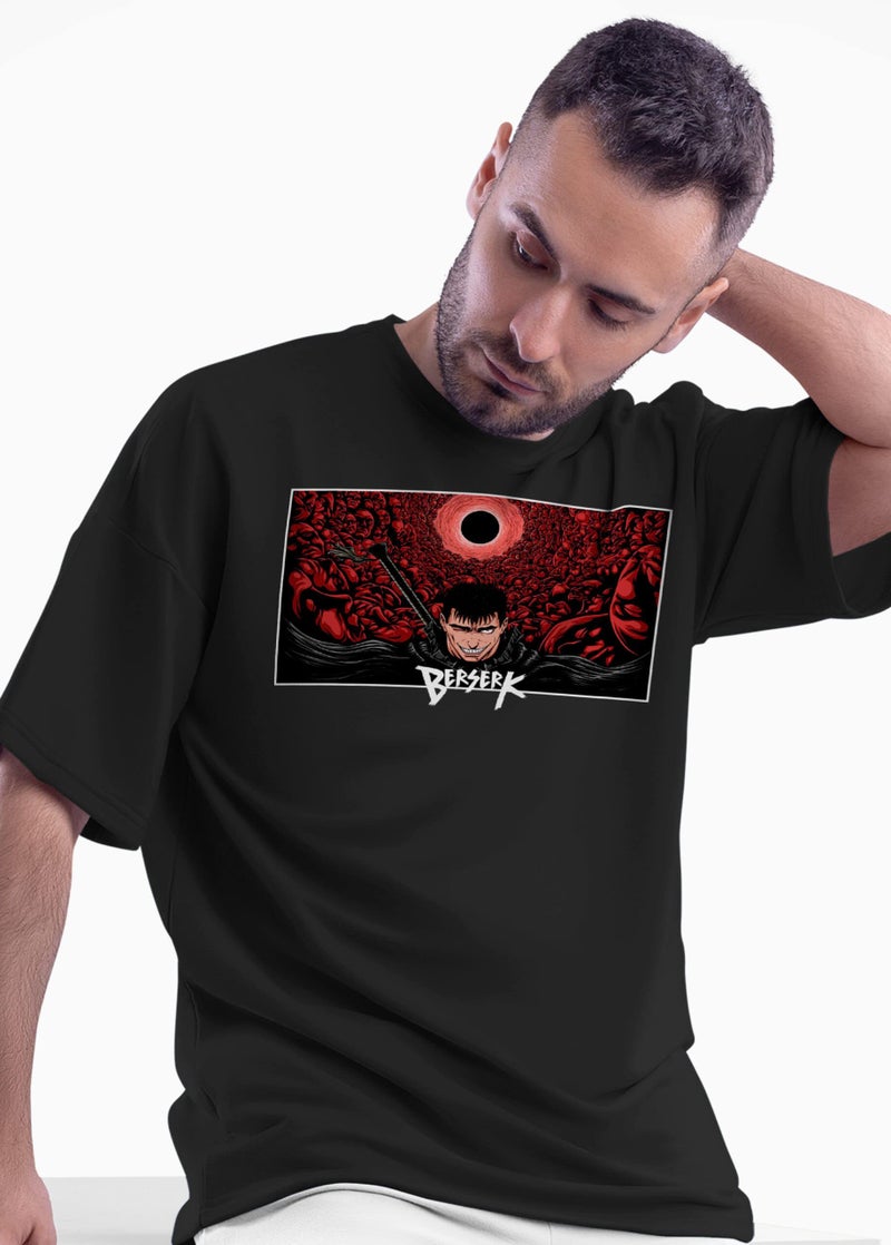 crazymonk Berserk Anime Oversized T-Shirt - Black, XXL - Image 3