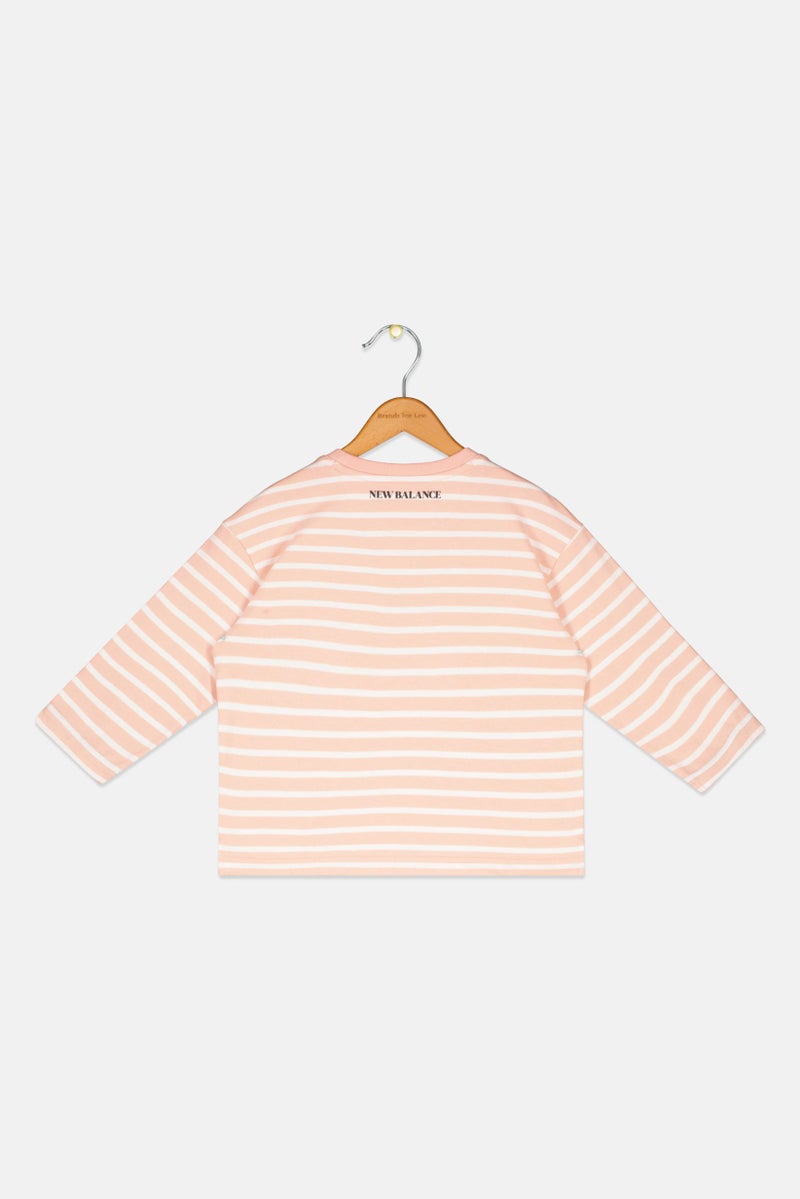 New Balance Kids Girls  Sportswear Fit Stripe Long Sleeves Outdoor T-shirt, Peach - Image 2