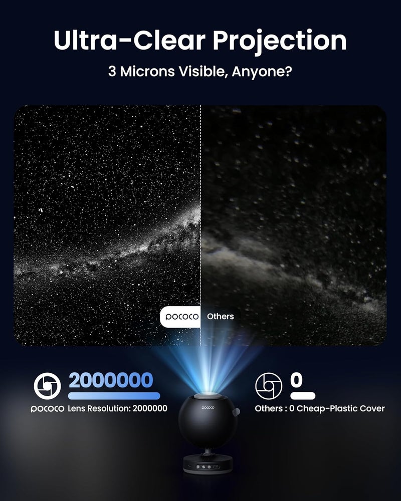 POCOCO Galaxy Lite Star Projector - Home Planetarium Night Light for Kids and Adults (Black) - Image 2
