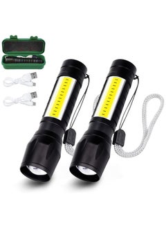 KASTWAVE USB Rechargeable Torch, Outdoor Emergency Light Check Light XPE/COB Mini Torch, Portable Waterproof Handheld Torch for Camping, Outdoor, Emergency and Daily Use 2 Pack  - Image 1