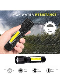 KASTWAVE USB Rechargeable Torch, Outdoor Emergency Light Check Light XPE/COB Mini Torch, Portable Waterproof Handheld Torch for Camping, Outdoor, Emergency and Daily Use 2 Pack  - Image 3