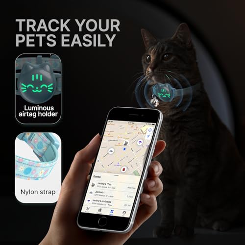 typecase Waterproof Airtag 2nd & 1st Cat Collar, Breakaway Cat Airtag Collar with Luminous & Reflective Fish Pattern, Lightweight Kitten Collars for Apple Air tag, Hidden GPS Tracker Holder for Cats, Kittens - Image 2