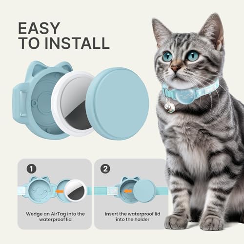 typecase Waterproof Airtag 2nd & 1st Cat Collar, Breakaway Cat Airtag Collar with Luminous & Reflective Fish Pattern, Lightweight Kitten Collars for Apple Air tag, Hidden GPS Tracker Holder for Cats, Kittens - Image 4
