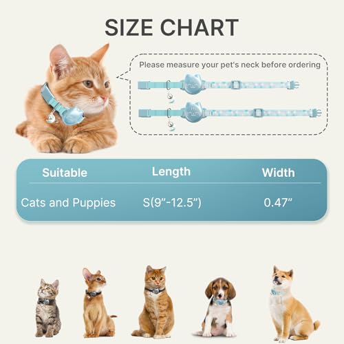 typecase Waterproof Airtag 2nd & 1st Cat Collar, Breakaway Cat Airtag Collar with Luminous & Reflective Fish Pattern, Lightweight Kitten Collars for Apple Air tag, Hidden GPS Tracker Holder for Cats, Kittens - Image 3