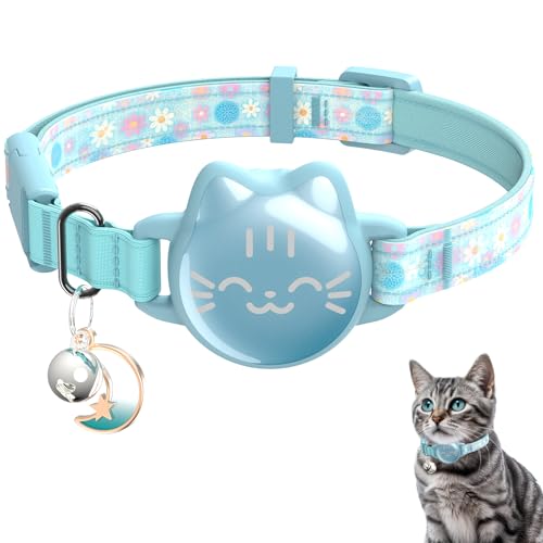 typecase Waterproof Airtag 2nd & 1st Cat Collar, Breakaway Cat Airtag Collar with Luminous & Reflective Fish Pattern, Lightweight Kitten Collars for Apple Air tag, Hidden GPS Tracker Holder for Cats, Kittens - Image 1