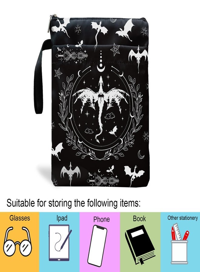 Maydvdv Romantasy Dark Academia Dragons Book Sleeve, Fantasy Novel Reader Gift, Bookish Gifts, Book Inspired Gift, Paperback Book Protector Book Cover Dragons Lovers Book Gifts (Dragons Book Pouch-Black) - Image 4