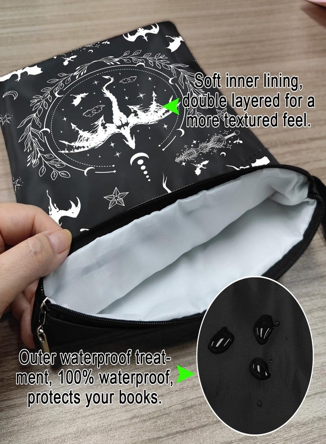 Maydvdv Romantasy Dark Academia Dragons Book Sleeve, Fantasy Novel Reader Gift, Bookish Gifts, Book Inspired Gift, Paperback Book Protector Book Cover Dragons Lovers Book Gifts (Dragons Book Pouch-Black) - Image 2