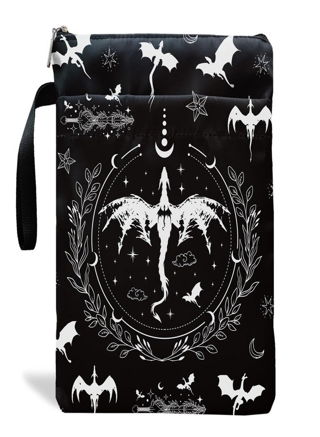 Maydvdv Romantasy Dark Academia Dragons Book Sleeve, Fantasy Novel Reader Gift, Bookish Gifts, Book Inspired Gift, Paperback Book Protector Book Cover Dragons Lovers Book Gifts (Dragons Book Pouch-Black) - Image 1