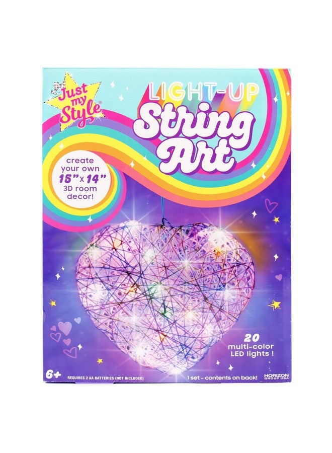 Just My Style Light-Up String Art, Makes Large Light-Up Heart Lantern, 20 Multi-Colored LED Bulbs, Crafts for Girls and Boys Ages 8-12, DIY Arts and Crafts Kit for 8, 9, 10, 11, 12 Year Old Girl - Image 1
