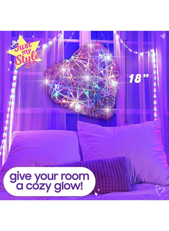 Just My Style Light-Up String Art, Makes Large Light-Up Heart Lantern, 20 Multi-Colored LED Bulbs, Crafts for Girls and Boys Ages 8-12, DIY Arts and Crafts Kit for 8, 9, 10, 11, 12 Year Old Girl - Image 3