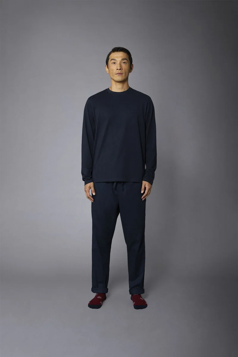 Doppelganger Blue Men's solid-color pajamas in pure cotton - DK Blue for Men | Best Price UAE