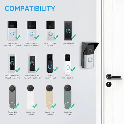 OLAIKE Waterproof Adiustable Angle Mount for Blink Video Doorbell, Nest Doorbell (Wired), Video Doorbell Wired/Pro/ Pro 2/4/3/3 Plus/2nd Gen (2020 release)/2/1, Expand View Area 30 to 60 Degree, Black - Image 2