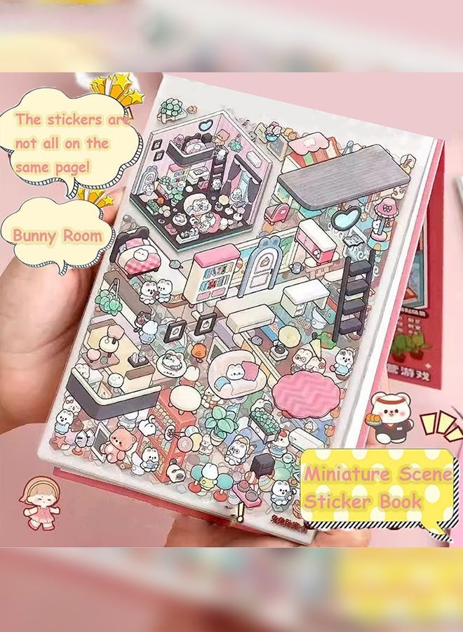 20 Sets 3D Sticker Scene, Miniature Scene Sticker Book for kids & Adults, Rich Collection of 3D Space Stickers and Storage Spiral Notebook, Reusable, Waterproof for Relief Stress - Image 4