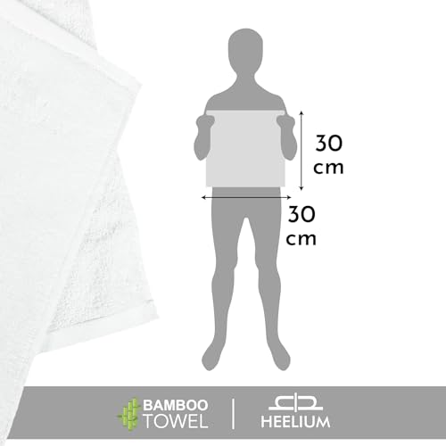 HEELIUM Bamboo Face Towel | Ultra Absorbent & Odour-Free | 3X Softer Than Cotton Towels | 30 x 30 cm - 600 GSM | Pack of 3 - White - Image 3