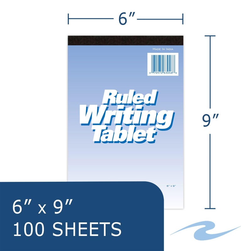 Roaring Spring 6"x9" Writing Tablet, 100 Sheets 15# White Paper, Wide Ruled, Heavy Back Board, Top Edge Bound - Image 2