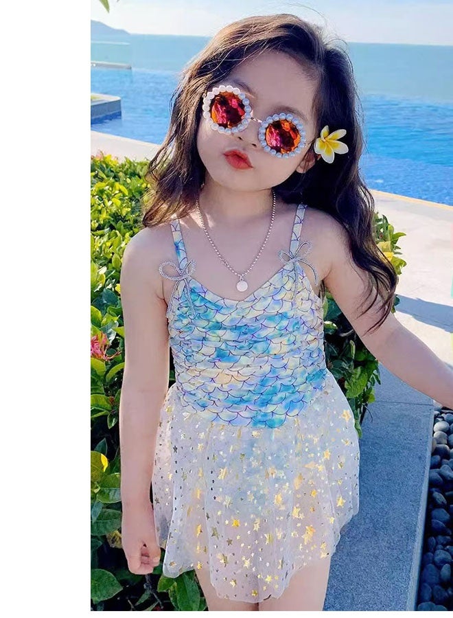 Geustos Girls one-piece swimsuit summer baby swimsuit internet celebrity mermaid swimsuit (size 120 is suitable for girls 35-40 pounds) - Image 2