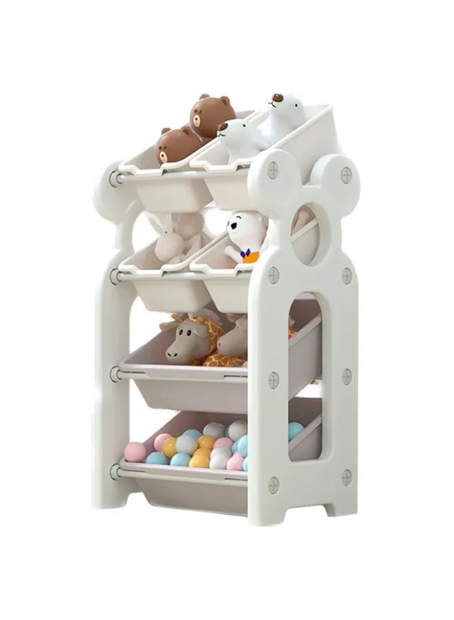 فول جوي رف تخزين للأطفال  4 طبقات مع 6 صناديق,رف ألعاب متعدد الأغراض  لتنظيم الألعاب في غرفة اللعب وغرفة النوم والرعاية النهارية والحضانة - Image 1