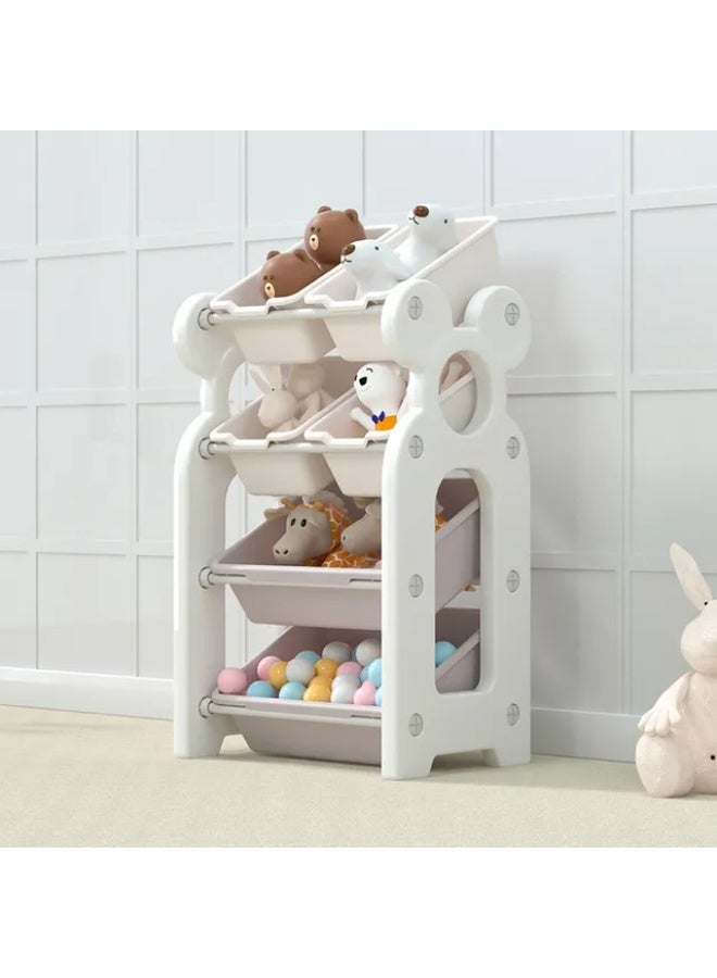 فول جوي رف تخزين للأطفال  4 طبقات مع 6 صناديق,رف ألعاب متعدد الأغراض  لتنظيم الألعاب في غرفة اللعب وغرفة النوم والرعاية النهارية والحضانة - Image 2