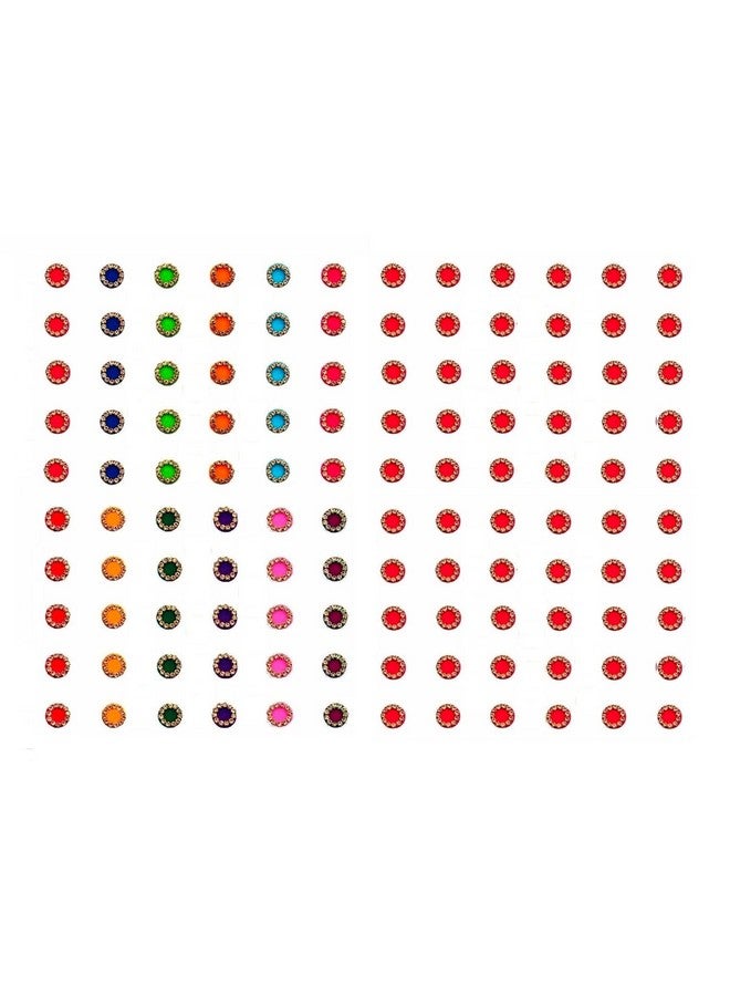 VAMA Designer Maroon Bindi Stone Stickers for Girls Bindhee Kumkum Sindoor Pottu bindhi Multicolor Wedding Stone Bindi for Women (Size 6mm - Pack of 120 Stone Bindis) - Image 1