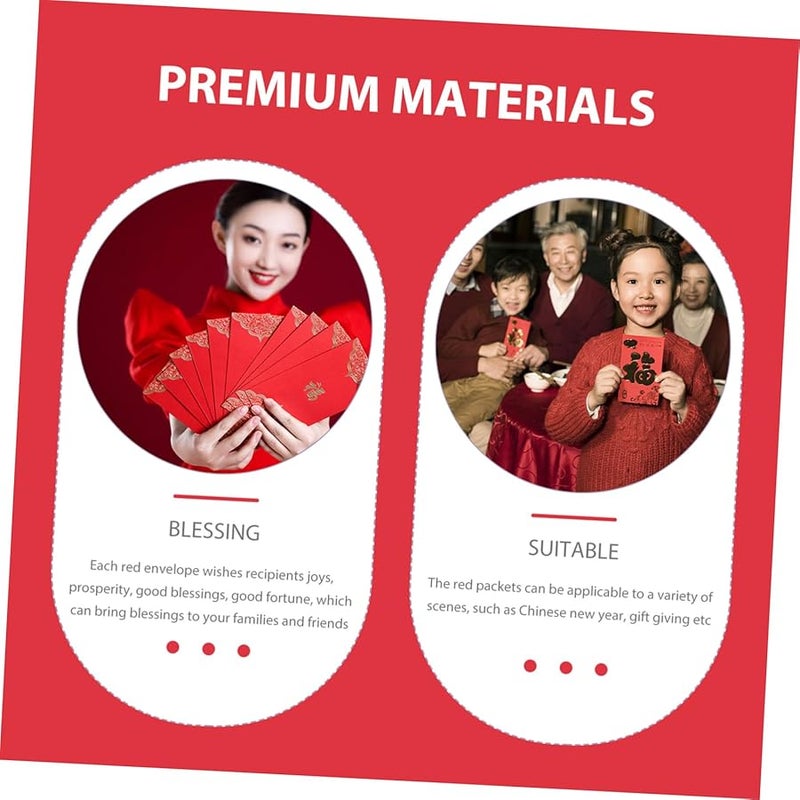 Tehaux 30 قطعة من المغلفات الحمراء الإبداعية مع أنماط رائعة للاحتفال برأس السنة الصينية والأعراس والمناسبات الاحتفالية - Image 4
