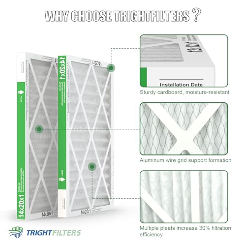 TRIGHTFILTERS 14x20x1 Air Filter 4 Pack, Durable MERV 8 Pleated Home HVAC AC Furnace Filters, Lightweight Compact Air Conditioner Filter Replacement - Image 3