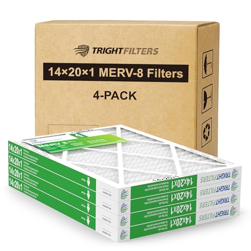 TRIGHTFILTERS 14x20x1 Air Filter 4 Pack, Durable MERV 8 Pleated Home HVAC AC Furnace Filters, Lightweight Compact Air Conditioner Filter Replacement - Image 1