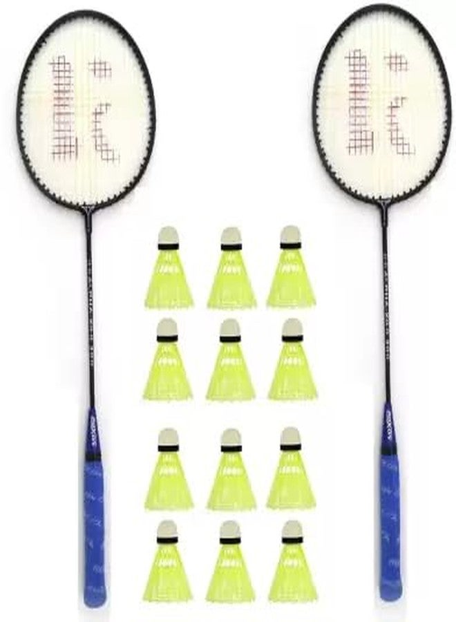 KNK Single Shaft Badminton Racket with 12 Piece Plastic Shuttle Badminton Kit (Pack of 2 Piece) (Multicolor) - Image 1