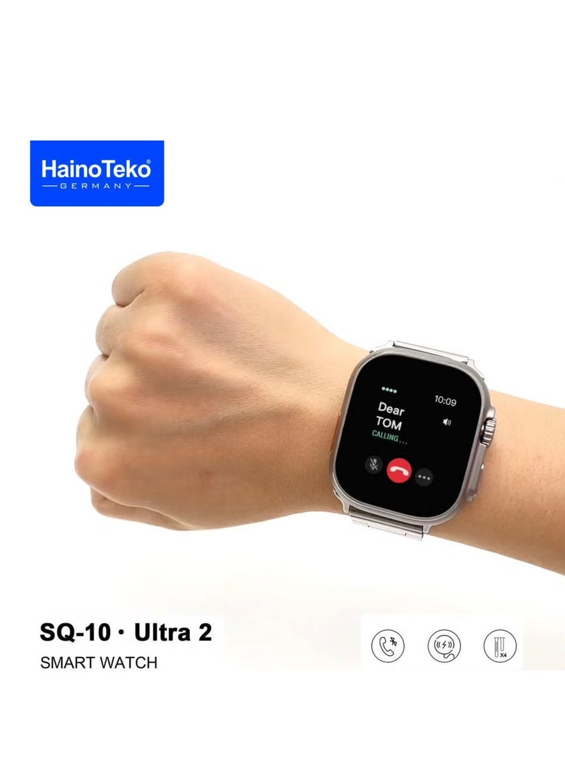 Haino Teko - SQ10 Ultra 2 AMOLED Display Smart Watch for Gents and Boys – 4 Pair Straps & Wireless Charger Included – Sleek Silver Design, Advanced Fitness & Health Features - Image 1