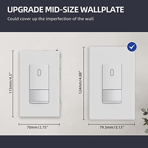 ELEGRP 1-Gang Screwless Decorative Wall Plates, Mid-Size Unbreakable Thermoplastic Faceplate Cover for Decorator Receptacle Outlet Switch, UL Listed (10 Pack, Matte White) - Image 5