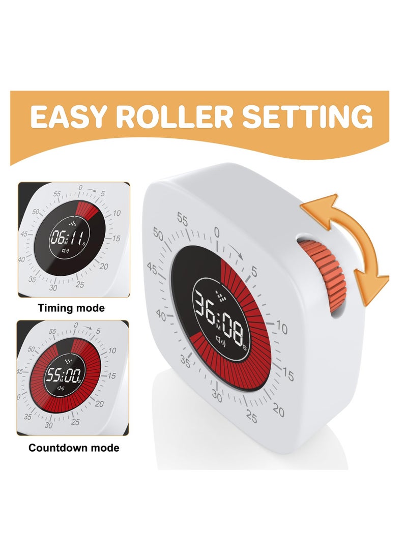 Rechargeable Visual Timer for Kids and Adults, 60-Minute Silent Countdown Timer with 4 Alarm Modes for Classroom, Cooking, and ADHD Support  - Image 3